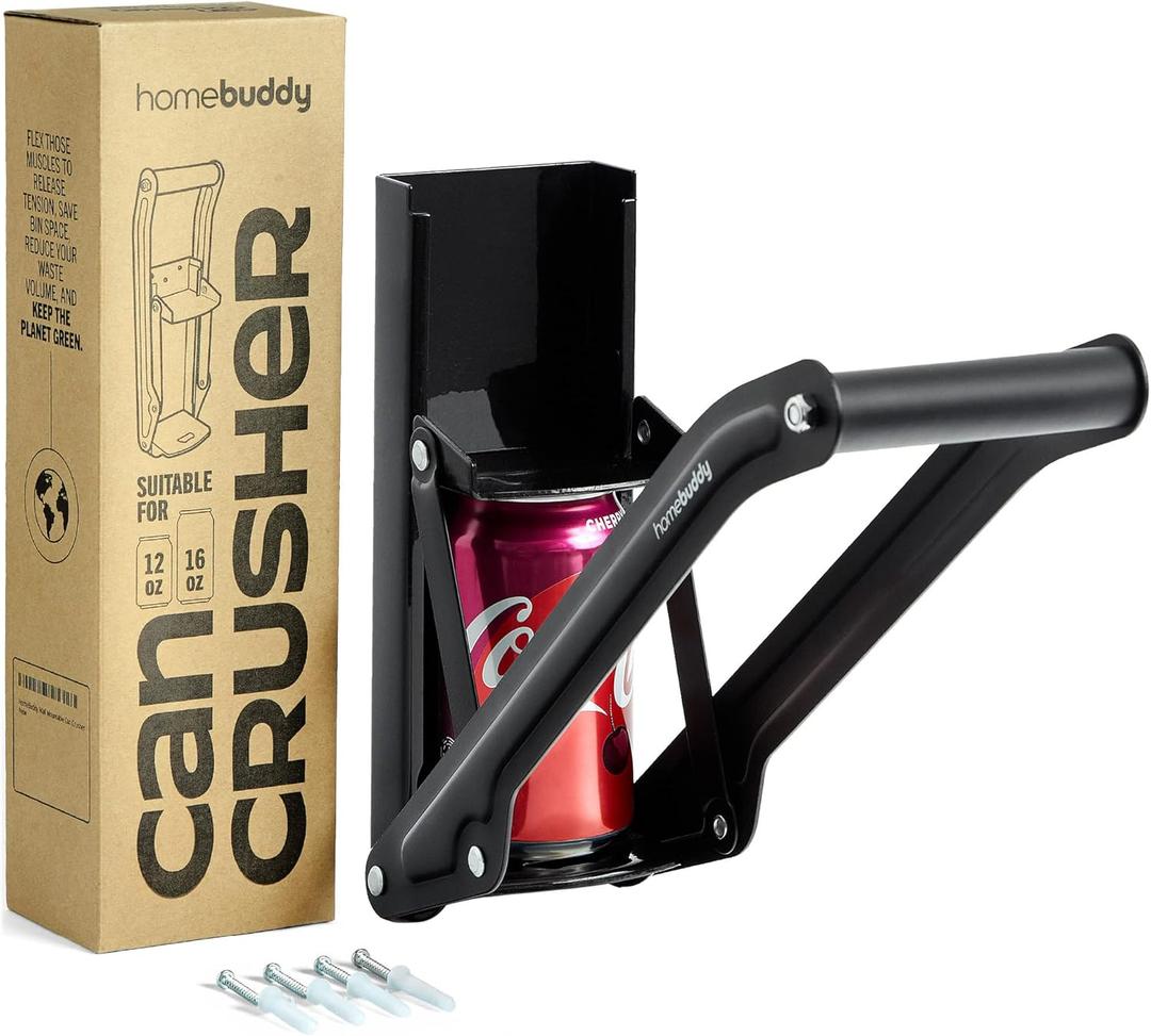 HomeBuddy Can Crusher for Recycling - 12 Oz. and 16 Oz. Can Crusher Wall Mounted for Aluminum - Compact and Easy to Use, Mounting Rivets Included, Man Cave Accessories