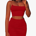 Kaximil Women's Summer 2 Piece Outfits Cami Crop Top Bodycon Skirt Mini Club Dress, Size XS