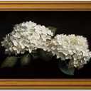 Vintage Gold Framed Moody Hydrangea Canvas Wall Art, Dark Flowers Painting Picture Wall Decor, White Still Hydrangea Poster Print Artwork for Bathroom Bedroom Living Room Home Decoration 12x16in