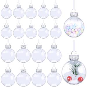 Funtery 40 Pcs Clear Plastic Fillable Ornament Balls 3.15 Inch DIY Transparent Fillable Ornament 2.36 Inch Clear Plastic Disc Craft Balls for Christmas, Holiday, Party, Wedding, Home Decor
