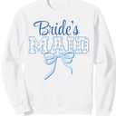 Bridesmaid Blue Bow Coquette Floral Matching Bridal Sweatshirt, S