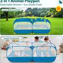 73" Large Small Animal Playpen with Detachable Bottom, Portable Chicken Coop Run and Chick Brooder, Pop Up Pet Enclosure Tent for Guinea Pigs, Bunnies, Puppies, Cats, Indoor/Outdoor Exercise Pen