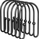 AmazerBath Shower Curtain Hooks, Simple Black Shower Curtain Hooks Rust Proof, Metal Shower Curtain Rings, Double Side Shower Hooks for Shower Curtain, Double Shower Hooks Rings Liner Bathroom, 12Pcs