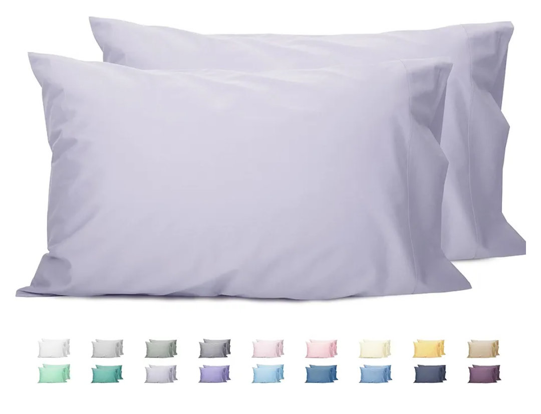 Sunflower Queen Pillowcases Set of 2, 100% Cotton Queen Size Pillow Cases 2, 20×30 inches Light Purple, Soft and Breathable