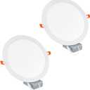 11 Inch Recessde Lighting for Ceiling with Junction Box,6000K 2185LM,24W Ultra-Thin Canless Wafer Downlight,for high Ceiling 2 Packs,No Dimmable