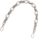 WADORN Pearl Purse Replacement Chain, 14.1 Inch Large Pearl Bead Short Bag Handle Strap Bag Charms Crossbody Decoration Chain for Satchel Clutch Shoulder Hobo Bag Dumpling Pouch, Platinum