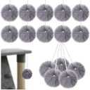 Simgoing 13 Pack Interactive Cats Toy Replacement Balls for Cat Trees Tower Kitty Dangling Toy with Bell Rope Kitten Scratching Post Tree Tower Ball for Indoor Kitten(Gray)