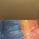 HOURIA Large Sunrise Mountain Forest Landscape Framed Canvas Wall Art Set, Orange Sky Green Ridge Wall Decor, Nature Pine Tree Artwork, Boho Watercolor Art Print for Living Room, Bedroom- 16"x24"x3