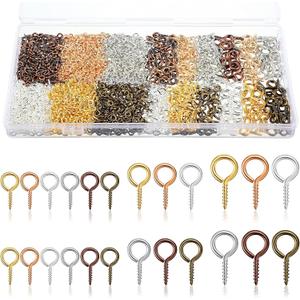 Hotop 600 Pcs Screw Eye Pins Hooks 6 Colors Small Metal Eyelet Mini Screw Pin Peg Self Tapping Eye Hooks for Jewelry Making DIY Art Crafts(4 x 8 mm, 5 x 10 mm, 6 x 13 mm)