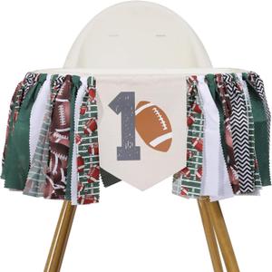 Football 1st Birthday High Chair Banner - Football One Birthday Decorations,First Year Down Birthday Party Decorations,Football Sports Themed Party Banner Photo Props