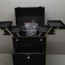 Stagiant Rolling Makeup Case with Drawers Cosmetology Case on Wheels 3 IN 1 Makeup Case 2 Drawers with Foot Stand Spring-release Mechanism Rolling Make Up Organizer for Artist Salon Nail Teach Trunk