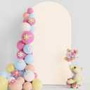 Putros Wedding Arch Cover 7.2FT Beige Spandex Fitted Round Top Chiara Backdrop Stand Covers for Birthday Party Decoration