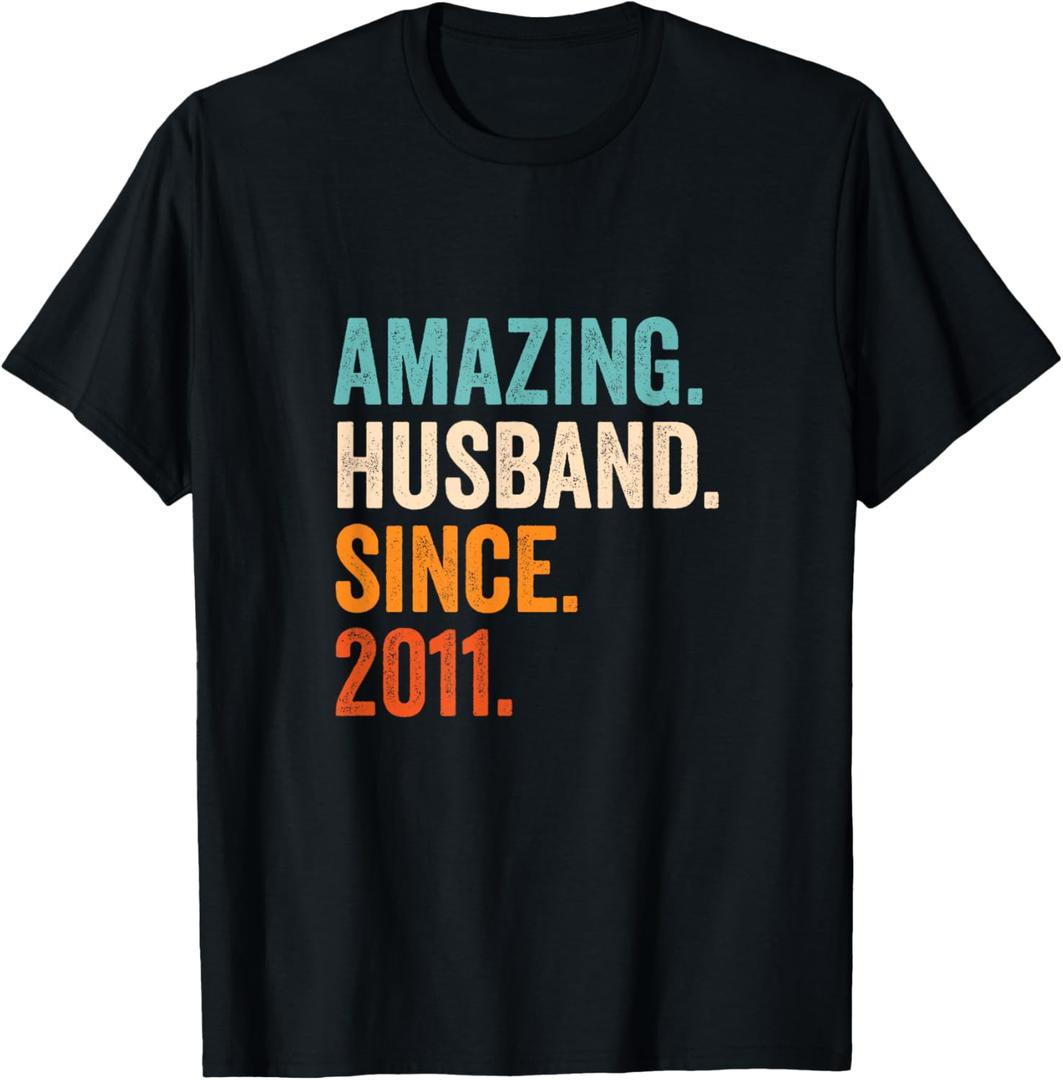 Amazing Husband Since 2011 15th wedding anniversary 15 years T-Shirt (Black, 2XL)