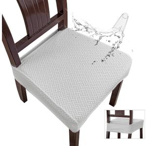 Genina Waterproof Seat Covers for Dining Room Chair Covers Waterproof Dining Chair Covers (4 PCS-Rear-Covered, White)