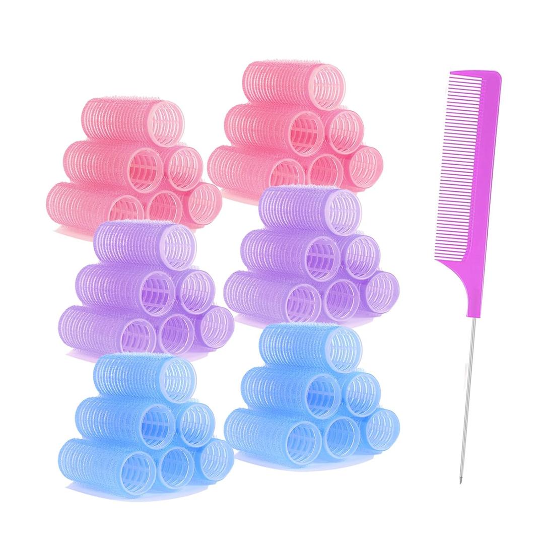 ZMD 36PCS Self Grip Small Hair Curlers, Heatless Roller with Comb Hair Roller for Blowout Salon Hairdressing Home Curlers DIY Styles for Women Medium Short Thin Hair (0.8Inch)