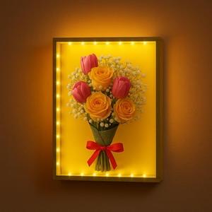 LuxRound Picutre Shadow Box with LED Light | Changeable Artwork Display & Storage Frame | Wall-mounted & Tabletop Photo Album Display Frame 