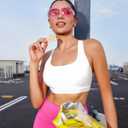 RUNNING GIRL Sports Bras for Women Medium Support, Criss-Cross Strappy Sports Bra Workout Yoga Bra with Removable Cups (XL, White)