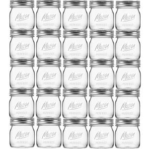 Esrentle 24 Pack 8 oz Mason Jars with Regular Lids - Mini Glass Clear Mason Jars, Small Half Pint Canning Jars with Airtight Lids for Jam, Honey, Baby Foods, Overnight Oats, Party Favors