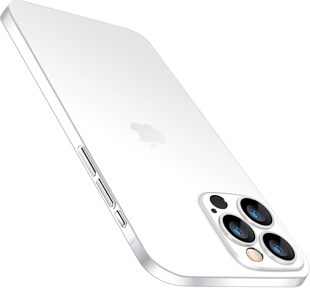 Purluct for iPhone 16 Pro Slim Case,Paper-Thin Transparent Finish Skin Back Case [Non Yellowing] Ultra Protective Cover with Camera Protection 6.3 Inch (Frosted Clear)