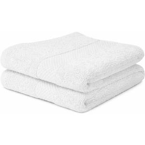 Premium Hand Towel Set of 2 for Bathroom 100% Ring Spun Cotton, 16 x 28 inches Ultra Soft 550GSM Sustainable, Highly Absorbent, Quick Drying, Towels Ideal for Bathroom, Hotels, Spa, Dorm (White)