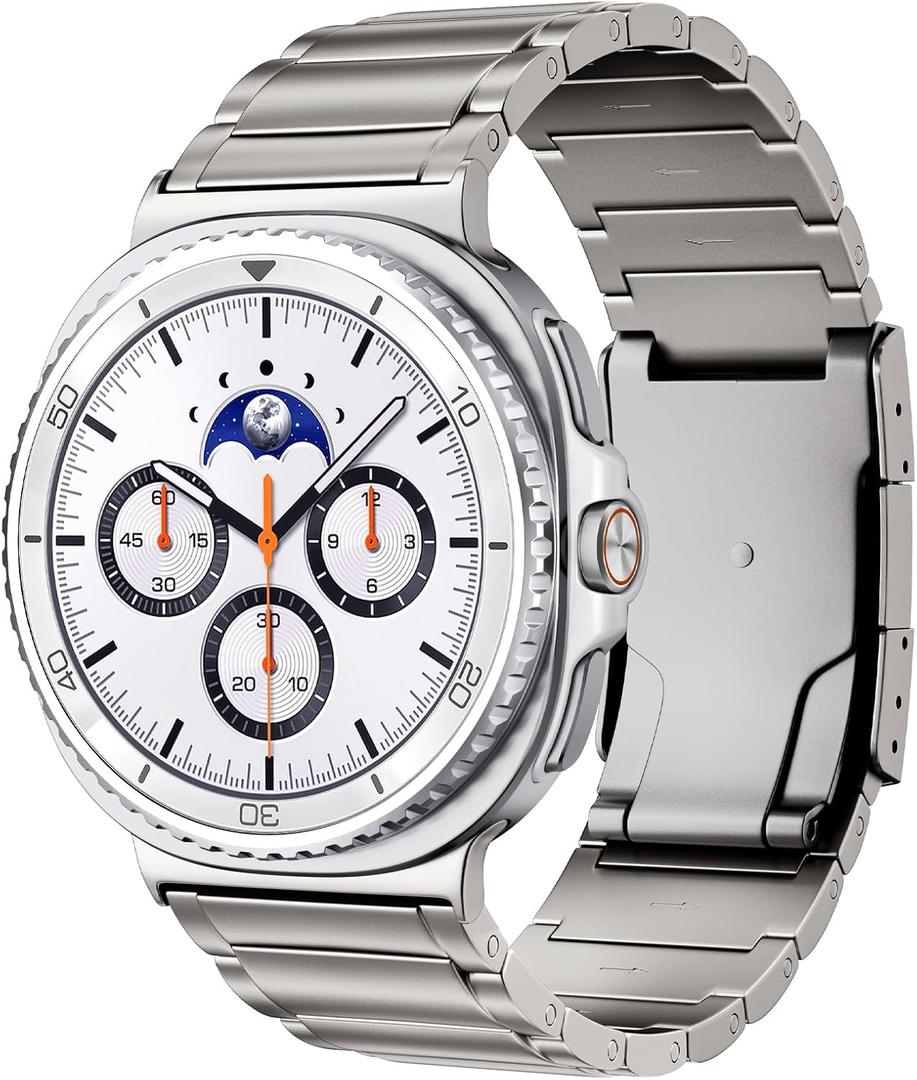 LULULOOK Titanium Watch Band for Samsung Galaxy Watch 8 40mm 44mm & 8 Classic 46mm 2025, Adjustable Titanium Metal Watch Band Strap with Removal Tool, Folding Clasp for Men Women