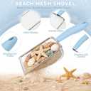 Beach Sand Toys Mesh Shovel Set for Kids, 3 Pack Collapsible Sand Buckets and Filter Sand Scooper with Mesh Bag for Shell Collecting, Shark Tooth Sifter Dipper Sandbox Toys for Toddlers Boys Girls