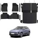 Floor Mats for Hyundai Kona Gas 2024-2026, All Weather Floor Mats Trunk Cargo Liner with Backrest Protectors and Door Sill Guards Accessories, Full Coverage Set