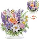 GHHKUD Flowers Diamond Painting Desktop Ornament Double Sided, Stand Up Diamond Art Ornaments for Adults, DIY Special Diamond Gem Craft Tabletop Placement Board Kit for Home Decor