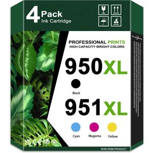 950XL 951XL Ink Cartridges Combo Pack - High Capacity Replacement for HP 950/951, Compatible with Office Jet Pro 8600 8660 8640 8110 276DW 251DW 271DW Printers | Office & Home Use