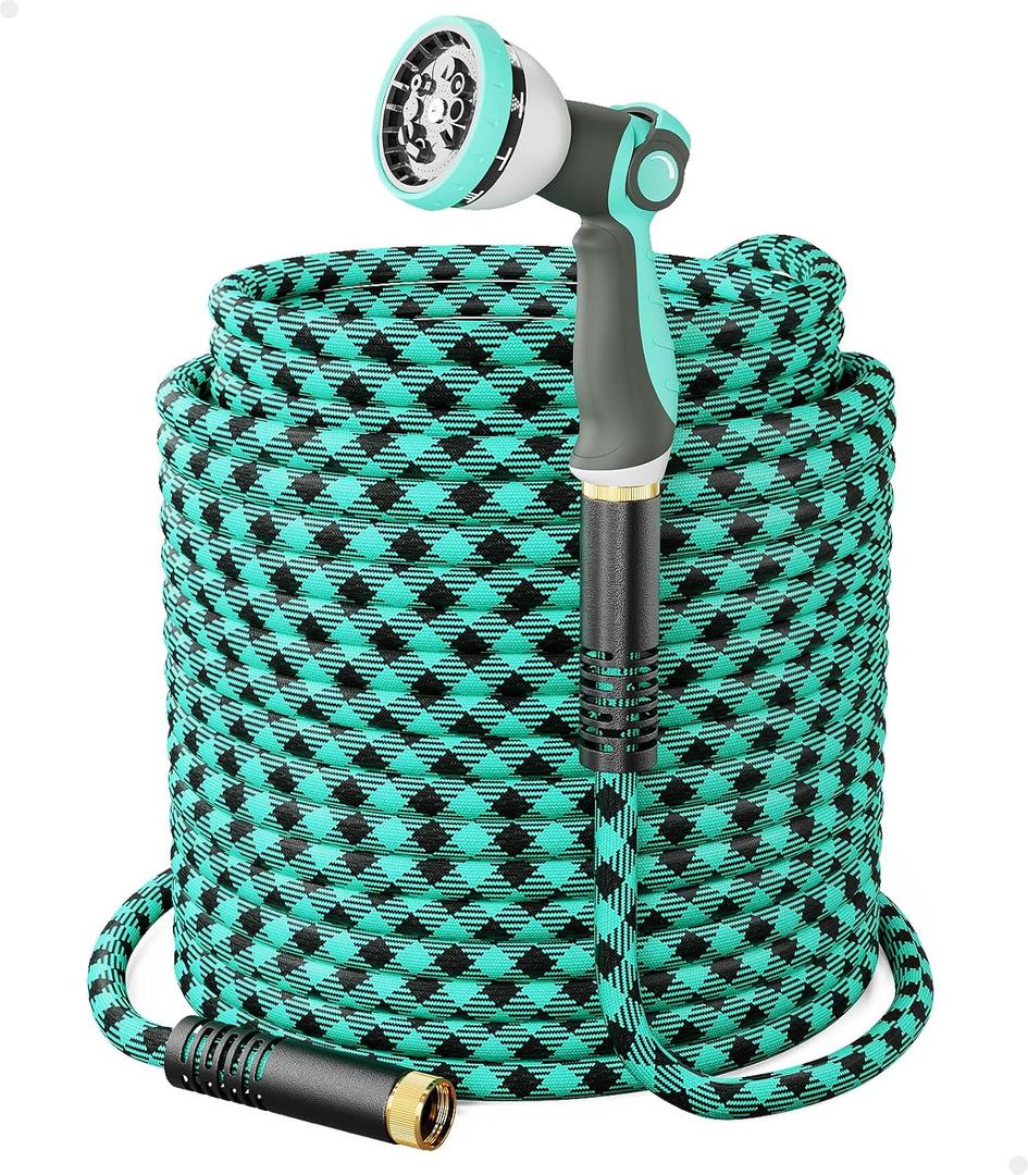 WELLUCK 100 FT Garden Hose - Ultra-Strong 3750D, Flexible Water Hose, Lightweight Non-Expanding hose with 10 Function Sprayer, Leak proof, Pressure Resistant for Yard, Outdoor