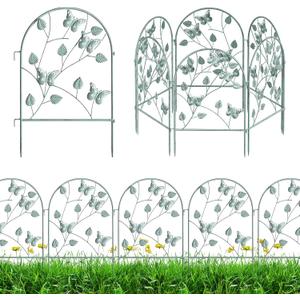Decorative Vintage Garden Fence 6 Pack - Metal Wire Border Animal Barrier for Dogs, Flower Edging, Arched Retro Garden Fencing Panels for Yard Landscape Outdoor Decor (23.2in(H) x 7Ft(L), 6Pack)