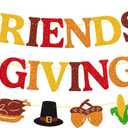 Friends Giving Banner Thanksgiving garland Fall Maple Leaves Pumpkin Pie Turkey Autumn Harvest Theme Thanksgiving Day Party Supplies Glitter Friendsgiving Decoration