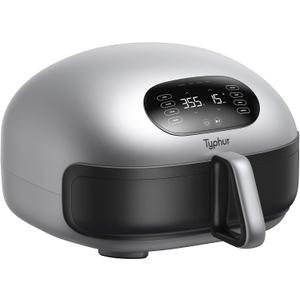 Typhur Dome 2 AI Smart Air Fryer, Large Flat Airfryer with Top & Bottom Heating, Self-cleaning Digital Fryer, PFAS free Ceramic Basket, Fits a 12" Pizza or Steaks, Whisper-Quiet, 120V