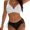 Blooming Jelly Womens Bikini Sets Cheeky Two Piece Swimsuit Criss Cross Adjustable Straps Bathing Suit String Swim Suits
L