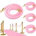 Riakrum 4 Pieces Pink Velvet Stanchion Rope 5 Feet Velvet Ropes with Gold Clasps for Party Hotels Wedding Movie Theaters Grand Openings Crowd Control Barrier Supplies