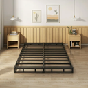 4 inch Full Box Spring Bed Base, 3000 lbs Heavy Duty Metal Mattress Foundation with Fabric Cover, Easy Assembly, Black