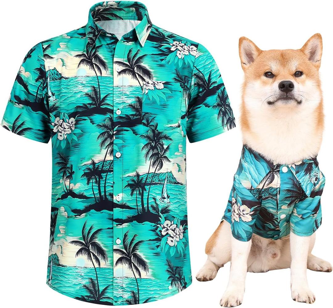 Dog Shirts Hawaii Dog Clothes for Small Medium Large Dogs Owner and Pet Shirts are Sold Separately (5XL-(85.1-110lb)-Chest~40.9" for Pets)