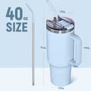 COKTIK 40 oz Tumbler With Handle and Straw, Insulated Tumbler With Leakproof Lids, Stainless Steel|BPA-Free, Cold for 24 H (Silent Sky)