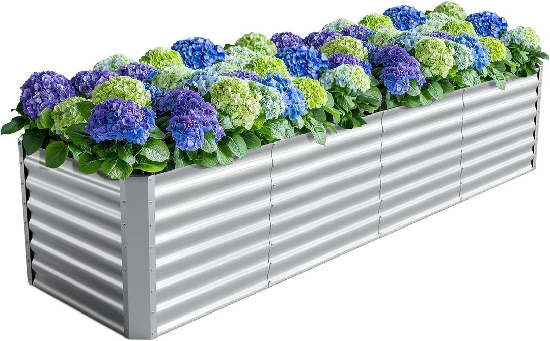 8X2X2ft (1 Pack) Galvanized Raised Garden Bed,Outdoor Planter Box Metal Patio Kit Planting Bed for Vegetables Flowers Herb (822ft)