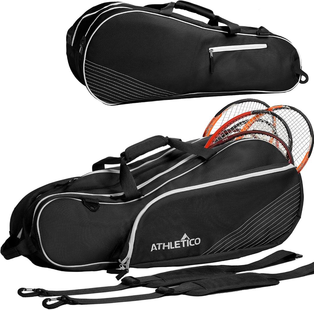 Athletico 6 Racquet Tennis Bag | Padded to Protect Rackets & Lightweight | Professional or Beginner Tennis Players | Unisex Design for Men, Women, Youth and Adults (Black), Large