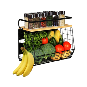 Magnetic Shelf for Fridge with Wood Lid, Fruit Potato and Onion Storage Bins, Pantry Organizers & Storage, Large Container Magnetic Spice Rack for Refrigerator, Kitchen Counter, Cabinet