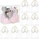 BENECREAT 10 Set Transparent Favor Boxes, 5.5x5.5x3 Inch Treat Gift Boxes with White Border Lace and Handle for Candy Chocolate, Party Favors, Christmas Gift Packaging