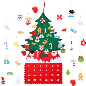Christmas Tree Advent Calendar (2025 New), 24 Days Countdown to Christmas Felt Fabric Advent Calendar with 24 Ornaments & Pockets, Holiday Decoration Wall Door Hanging Decor Gift for Kids Adults
