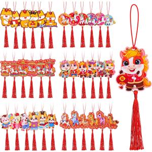 36 Pcs Chinese New Year 2026 Decorations Lunar New Year of The Horse Ornaments Chinese Knot Tassel Pendant Good Luck Charm for Spring Festival Home Car Wall Tree Decor