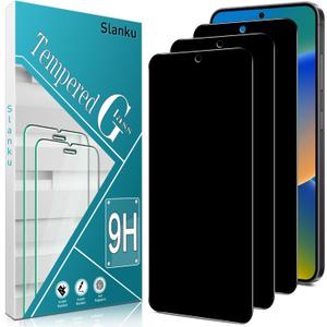 Slanku [3 Pack Privacy Screen Protector for Samsung Galaxy S24 FE Tempered Glass, Anti Spy, Fingerprint Unlock, Case Friendly (Black)