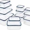 12-Piece Food Storage Containers with Lids, BPA-Free Leakproof Meal Prep Set, Rectangular & Square Plastic Containers with Airtight Silicone Seals, Stackable