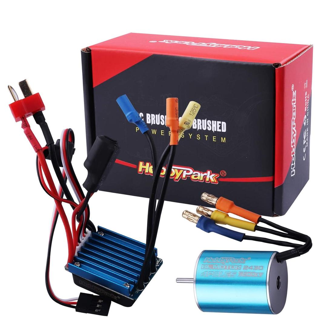 HobbyPark 2430 7200KV Brushless Motor and ESC Combo 25A ESC for Traxxas 1/18 LaTrax Teton Desert Prerunner Rally Losi mini T 2.0 RC Cars Trucks