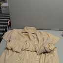 MISSACTIVER Button Front Pleated Shirt Dress for Women Summer Striped Short Sleeve Lapel V Neck Corset Maxi Dress (Small, Brown)