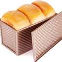 Pullman Loaf Pan with Lid, 9x4 inch (1 lb Dough Capacity), Non-Stick Sandwich Bread Loaf Pan for Homemade Baking Bread,carbon steel Rose Gold-Single