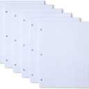 Amazon Basics Loose Leaf Paper, Graph Ruled Binder Paper, 100 Sheets, 11" x 8.5", 6 pack, White